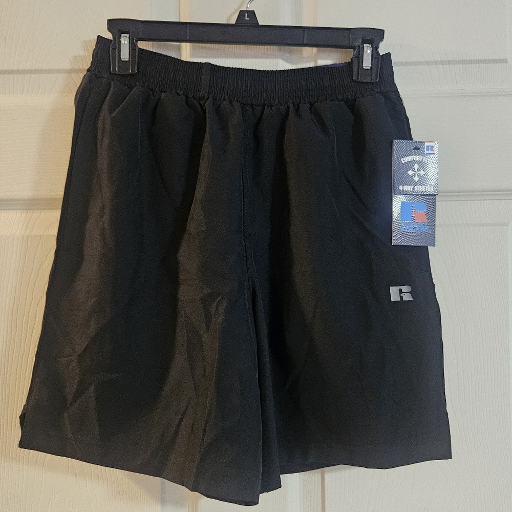 RUSSELL ATHLETIC MEN'S ACTIVE SHORTS: 7 IN INSEAM: BLACK: NEW WITH TAGS: SIZE S